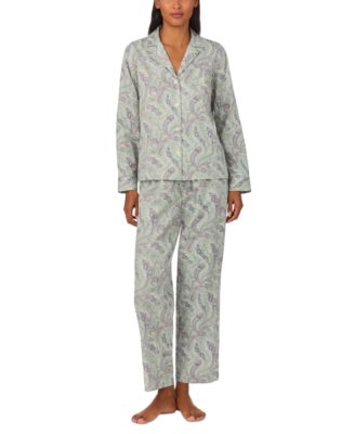 Lauren Ralph Lauren - Petite 2-Pc. Long-Sleeve Notch-Collar Long Pants Pajama Set