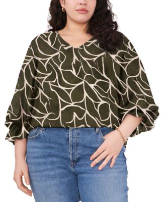 Vince Camuto - Plus Size Printed 3/4-Sleeve Blouse
