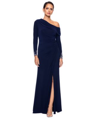 Betsy & Adam - Women's Off-One-Shoulder Beaded-Cuff Gown