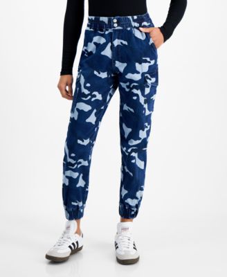 Madden Girl - Juniors' High-Rise Camp-Print Cargo Joggers