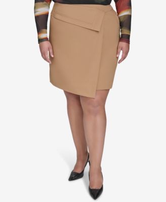 DKNY - Plus Size Faux-Wrap Midi Skirt