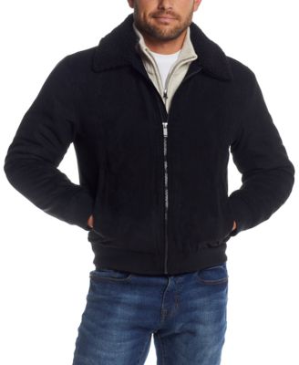 Weatherproof - Men's Microsuede Bomber Jacket with Faux Fur Removable Collar