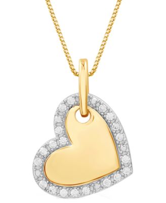 Marsala - Diamond Heart 18" Pendant Necklace (1/4 ct. t.w.) in 14k Gold-Plated Sterling Silver