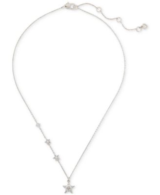 kate spade new york - Silver-Tone Cubic Zirconia Multi Star Pendant Necklace, 16" + 3" extender