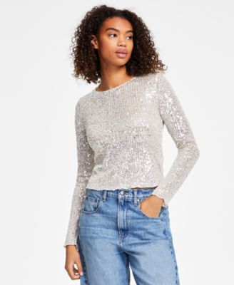 Lucky Brand - Women's Sequin Long-Sleeve Layering Top