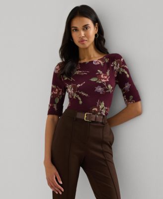 Lauren Ralph Lauren - Women's Floral Stretch Cotton Boatneck Tee