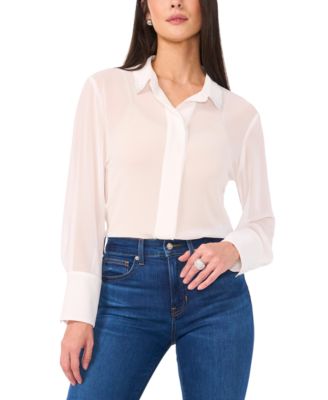 Vince Camuto - Women's Embellished-Collar Button Blouse