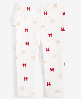First Impressions - Baby Girls Bows-Print Ruffled-Back Pants