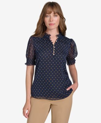 Tommy Hilfiger - Women's Printed Ruffled-Collar Top