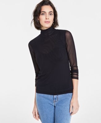 On 34th - Women's Mock-Neck Mesh Top
