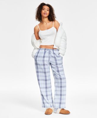 Self Esteem - Juniors' Plaid Flannel Drawstring-Waist Pants