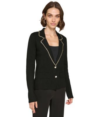 KARL LAGERFELD PARIS - Women's Rhinestone Cardigan Blazer