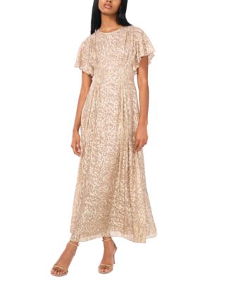 Parker - The Rose Metallic-Print Flutter-Sleeve Maxi Dress