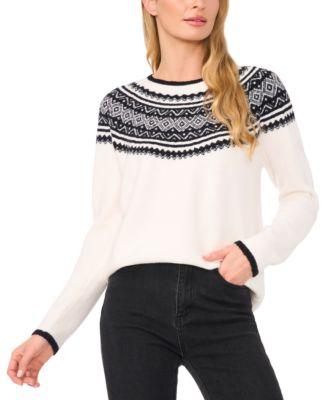 CeCe - Women's Fair Isle Crewneck Sweater