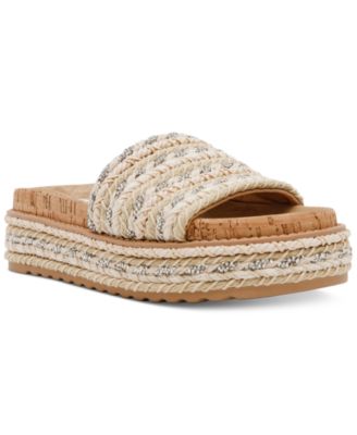 Steve Madden - Women's Bellar Raffia Platform Footbed Slide Sandals