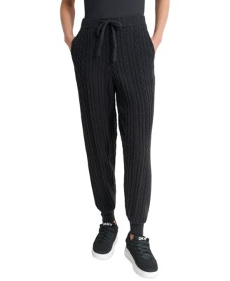 DKNY - Women's Drawstring Cable Knit Joggers