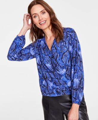 I.N.C. International Concepts - Women's Printed Surplice Wrap Blouse