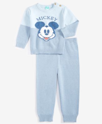 Disney - Baby Boys Mickey Mouse Colorblocked Sweater & Jogger Pants, 2 Piece Set