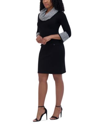Jessica Howard - Women's Cowl-Neck Contrast-Trim Sweater Dress