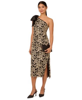 Adrianna Papell - Women's Metallic Leaf Lace Sheath Dress