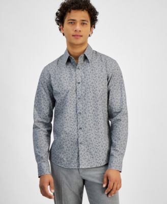 Michael Kors - Men's Slim-Fit Stretch Floral Gingham Dobby Button-Down Shirt