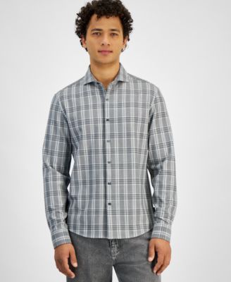 Michael Kors - Men's Slim-Fit Stretch Prince of Wales Check Button-Down Shirt