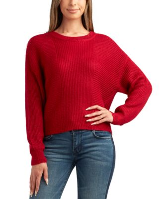 BCX - Juniors' Ribbed-Knit Crewneck Dropped-Shoulder Sweater