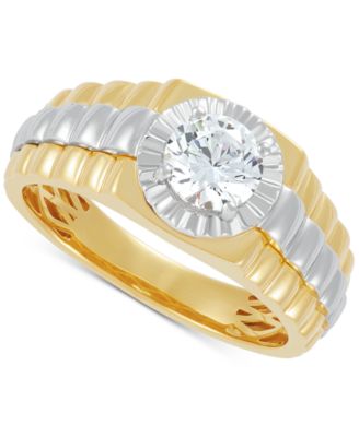 Grown With Love - Men's Lab Grown Diamond Solitaire Ring (1 ct. t.w.) in 10k Two-Tone Gold
