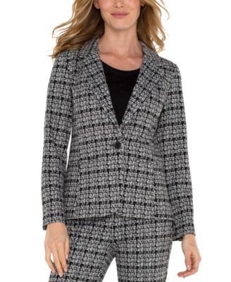 Liverpool Los Angeles - Women's Plaid Sweater Blazer