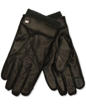 Tommy Hilfiger - Men's Double Layer Cuff Leather Gloves