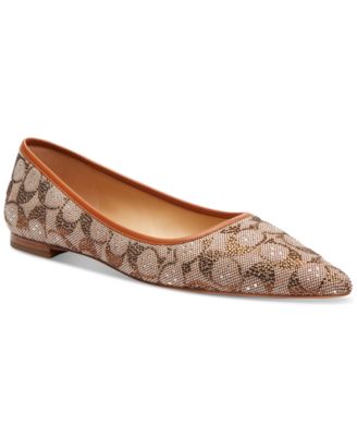 COACH - Women's Daphne Crystal Signature Pointed-Toe Flats