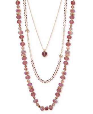 lonna & lilly - Gold-Tone Pav&eacute; & Bead Layered Pendant Necklace, 16" + 3" extender