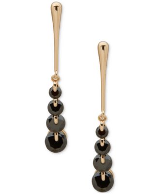 Anne Klein - Gold-Tone Tapered Bar & Color Cubic Zirconia Linear Drop Earrings