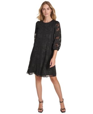 Calvin Klein - Women's Chiffon 3/4-Sleeve Shift Dress