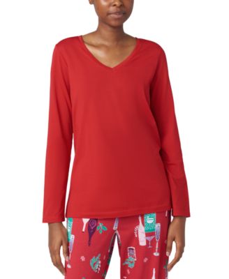 Hue - Women's Solid V-Neck Long-Sleeve Pajama Top
