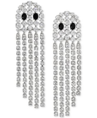 AJOA - Rhodium-Plated Pav&eacute; Ghost Fringe Drop Earrings