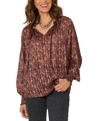 Democracy - Petite Long-Sleeve Smocked-Cuff Top