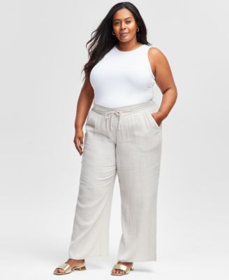 JM Collection - Plus Size Gauze Drawstring Pants