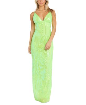 Morgan & Company - Juniors' V-Neck Embellished Sleeveless Gown