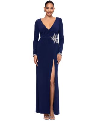 Betsy & Adam - Women's Embellished Surplice Gown