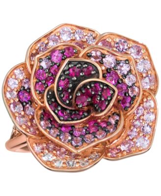 Le Vian - Multicolor Sapphire (1-5/8 ct. t.w.) & Nude Diamond (1/8 ct. t.w.) Flower Statement Ring in 14k Rose Gold