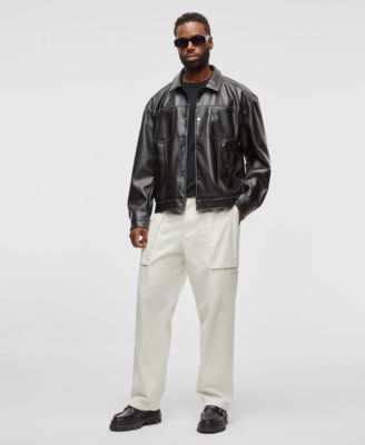 Mode of One - Men's Faux-Leather Trucker Jacket