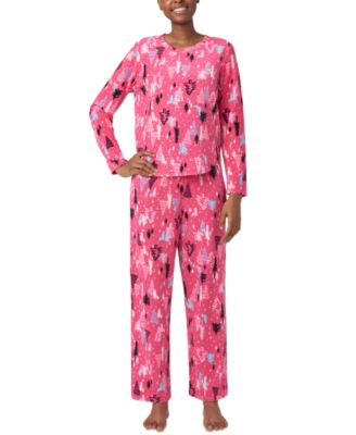 Hue - Women's Printed Waffle-Fleece Long Pajama Set