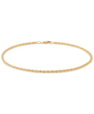 Macy's - Polished Classic Rope Link Chain Ankle Bracelet in 14k Gold