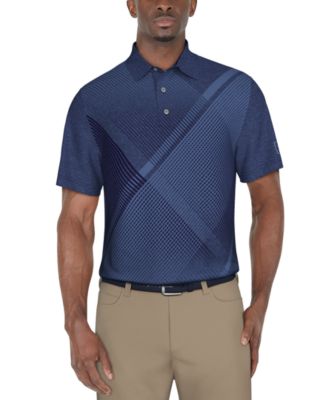 PGA TOUR - Men's Short Sleeve Heathered Argyle Performance Polo Shirt