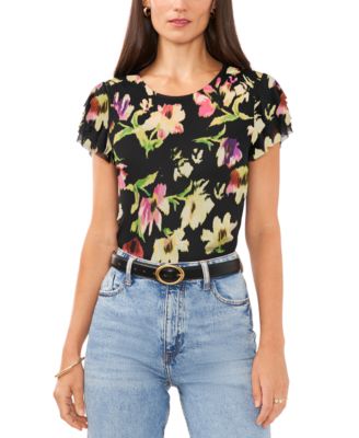Vince Camuto - Women's Floral-Printed Tiered-Sleeve Top