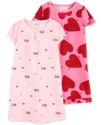 Carter's - Little & Big Girls Heart-Print Nightgowns, 2 Pack