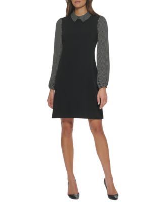 Tommy Hilfiger - Women's Polka-Dot Layered-Look Shift Dress