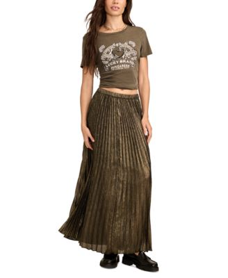 Lucky Brand - Women's Metallic Pleated Maxi Skirt