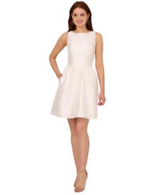 Adrianna Papell - Women's Mikado Boat-Neck Fit & Flare Dress